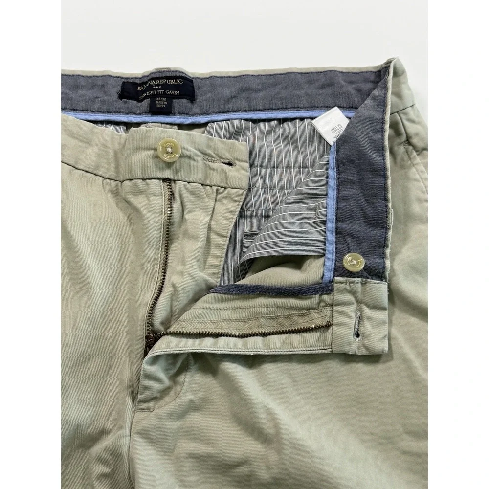 Banana Republic Gavin Fit Mens Cotton Chino Pants Khaki 35x30 Relaxed Straight